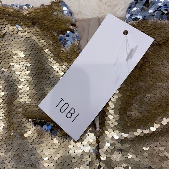 Tobi Gold and Silver Sequin Mini Skirt | Sz S, NWT - Picture 4 of 5